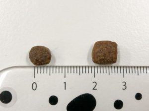 ロニーキャットフードとエリザベスキャットフードの粒の大きさ