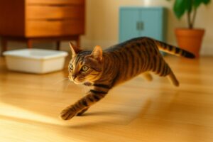 猫の「トイレダッシュ」「トイレハイ」はなぜ起こる？トイレ前後に走り回る謎行動の意味とは