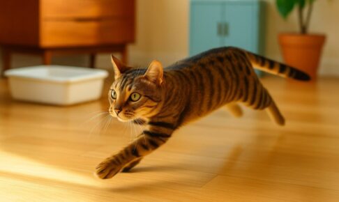 猫の「トイレダッシュ」「トイレハイ」はなぜ起こる？トイレ前後に走り回る謎行動の意味とは