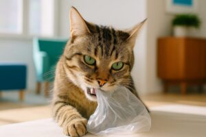 猫がビニールを噛む・食べるのはなぜ？見過ごせない行動の裏に潜むリスクと対処法
